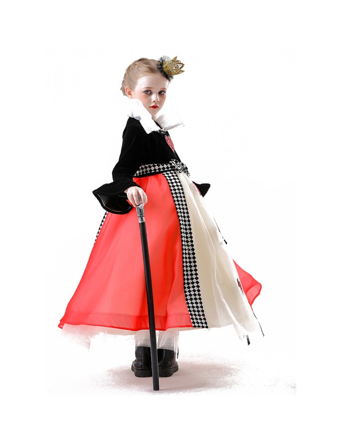 Red Heart Queen Costume Tulle Dress Girl Princess Puffy Cosplay Performance Costume YM8773