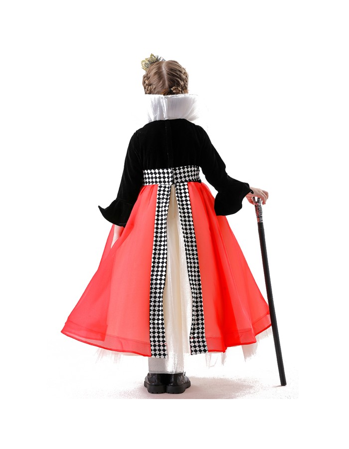 Red Heart Queen Costume Tulle Dress Girl Princess Puffy Cosplay Performance Costume YM8773