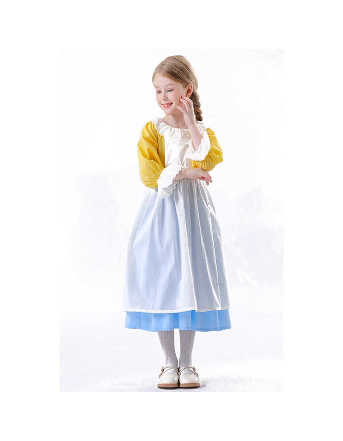 Halloween Medieval Country Maid Cosplay as a Romantic French Farm Costume Garden Girl Dress YM5844
