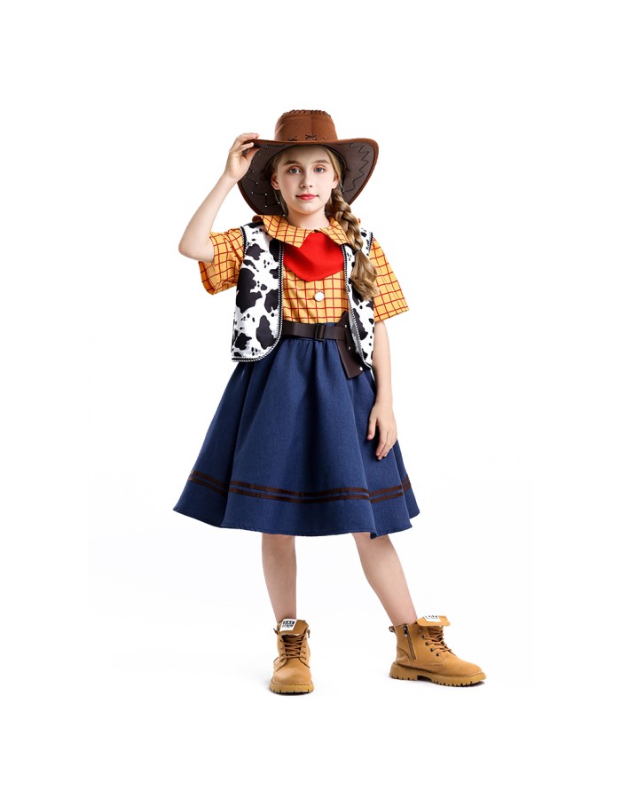 Halloween Toy Story Cosplay Trish Woody Dress Set Children's Role-playing Costume YM8787