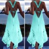 Clearance Sexy T-shirt Lace Tie-back Irregular Patchwork Women Casual Clothes Backless Dress SB201
