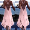 Clearance Sexy T-shirt Lace Tie-back Irregular Patchwork Women Casual Clothes Backless Dress SB201