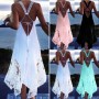Clearance Sexy T-shirt Lace Tie-back Irregular Patchwork Women Casual Clothes Backless Dress SB201