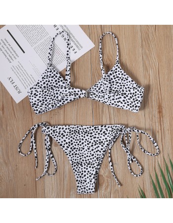 Women Bikini small dots leopard print cross bikini sexy bandage two-piece swimsuit FF48