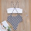 Plaid bikini cross-border Amazon high-waisted, simple two-piece sportswear for women FF14