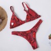 European and American swimwear red animal snake print bikini triangular two-piece swimwear CC31