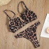 A sexy high-waisted two-piece swimsuit with a leopard-print steel block FF34