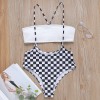 Plaid bikini cross-border Amazon high-waisted, simple two-piece sportswear for women FF14