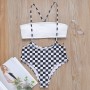 Plaid bikini cross-border Amazon high-waisted, simple two-piece sportswear for women FF14