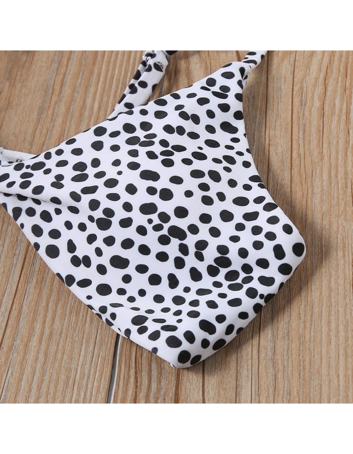 Women Bikini small dots leopard print cross bikini sexy bandage two-piece swimsuit FF48