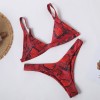 European and American swimwear red animal snake print bikini triangular two-piece swimwear CC31