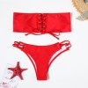 Swimsuit, lace-up bikini, sexy solid-color swimsuit, beach vacation bikini FF30