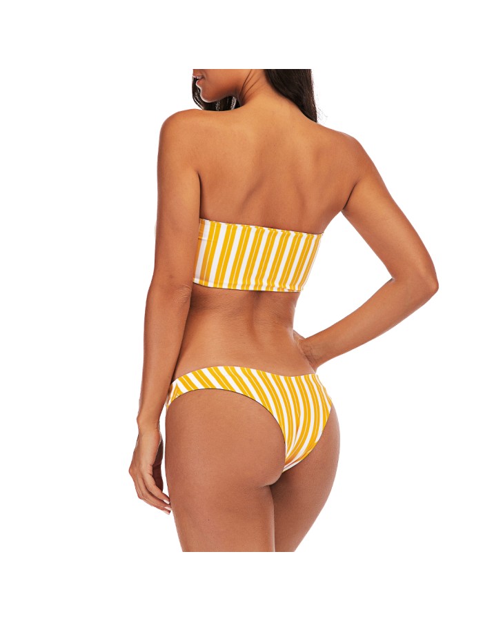 Striped sexy girl three-point lace-up Bikini bikini three-piece set skirt style swimming suit for women FF61