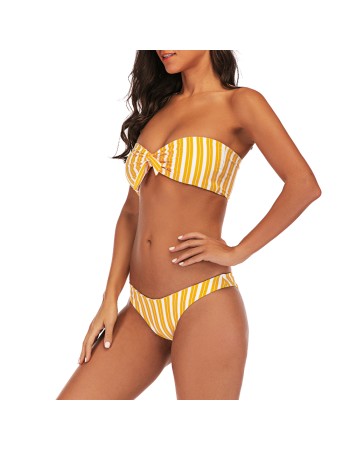 Striped sexy girl three-point lace-up Bikini bikini three-piece set skirt style swimming suit for women FF61