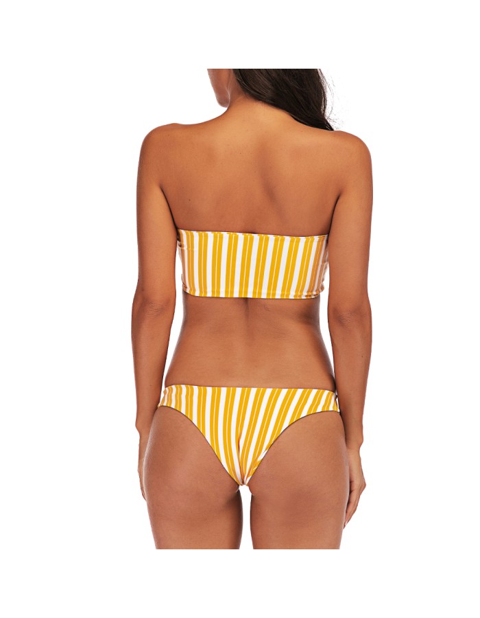 Striped sexy girl three-point lace-up Bikini bikini three-piece set skirt style swimming suit for women FF61