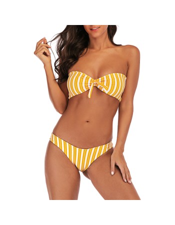 Striped sexy girl three-point lace-up Bikini bikini three-piece set skirt style swimming suit for women FF61