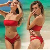 Sexy solid-color two-piece swimsuit with perforated sexy bikini swimsuit ZH05
