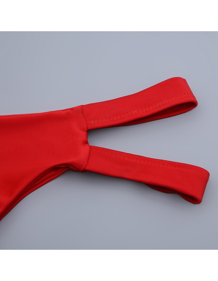 Sexy solid-color two-piece swimsuit with perforated sexy bikini swimsuit ZH05