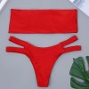 Sexy solid-color two-piece swimsuit with perforated sexy bikini swimsuit ZH05