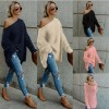 Fluffy long-sleeved sweaters, off-the-shoulder T-shirts, tops, loose and sexy sweaters for autumn and winter SB204