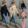 Fluffy long-sleeved sweaters, off-the-shoulder T-shirts, tops, loose and sexy sweaters for autumn and winter SB204