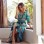Beach dress, Bohemian printed fake cardigan dress, button-down long dress SB218