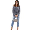 Sexy loose top, off-the-shoulder bow T-shirt with straps, solid-color hoodie top for women's wear SB203