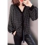New women's turtleneck sweater, tummy-hiding, velvet polka dot blouse, chiffon turtleneck sweater SB209