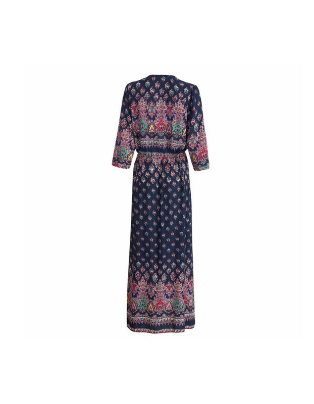 Beach dress, Bohemian printed fake cardigan dress, button-down long dress SB218