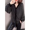 New women's turtleneck sweater, tummy-hiding, velvet polka dot blouse, chiffon turtleneck sweater SB209