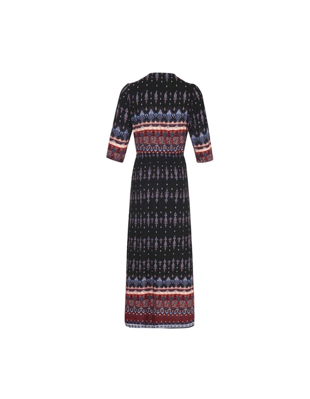 Beach dress, Bohemian printed fake cardigan dress, button-down long dress SB218