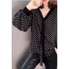 New women's turtleneck sweater, tummy-hiding, velvet polka dot blouse, chiffon turtleneck sweater SB209
