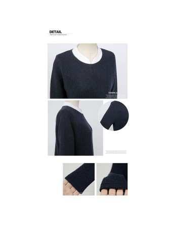 New style plus-size women's fashion color-block two-piece look loose long-sleeved casual shirt for women SB206