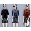 Women's fitted top, diamond-patterned T-shirt, sexy V-neck, elegant and stylish long-sleeved sweater SB202