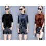 Women's fitted top, diamond-patterned T-shirt, sexy V-neck, elegant and stylish long-sleeved sweater SB202