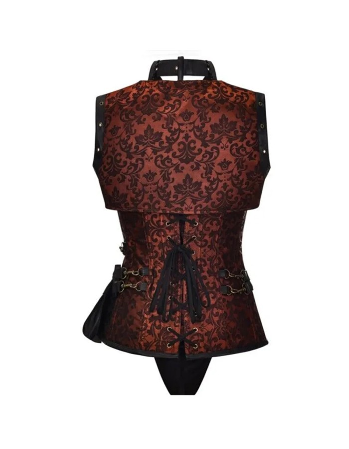 Retro Punk Court PU Faux Leather Corset Gothic Shapewear Sexy Ladies Bustier A03