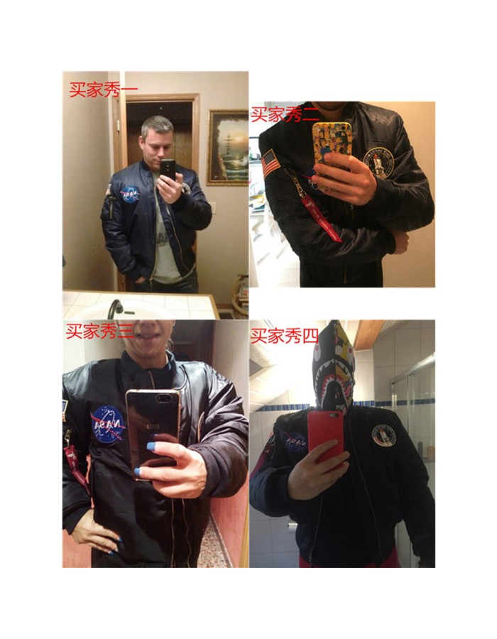 Thin US Air Force embroidered badge baseball jacket, NASA pilot jacket, men's workwear jacket trend FL09