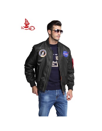 Thin US Air Force embroidered badge baseball jacket, NASA pilot jacket, men's workwear jacket trend FL09