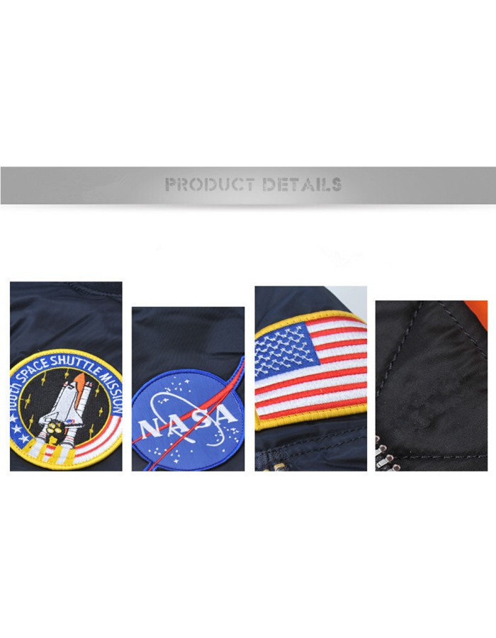 Thin US Air Force embroidered badge baseball jacket, NASA pilot jacket, men's workwear jacket trend FL09