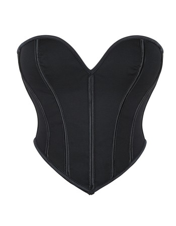 Black matte textured strapless sexy court heart-shaped strapless corset off-the-shoulder shaping top MS8463