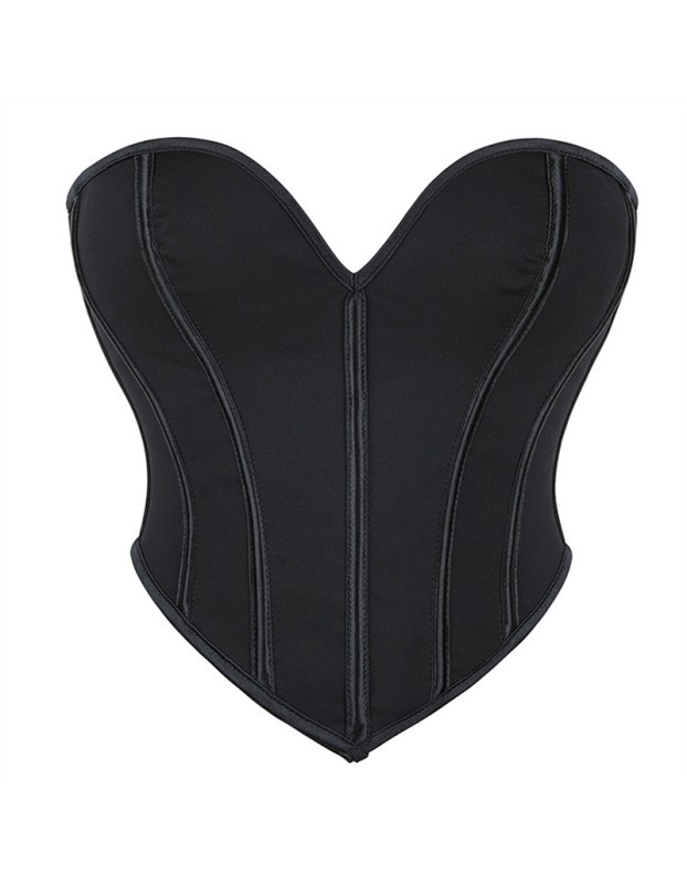 Black matte textured strapless sexy court heart-shaped strapless corset off-the-shoulder shaping top MS8463