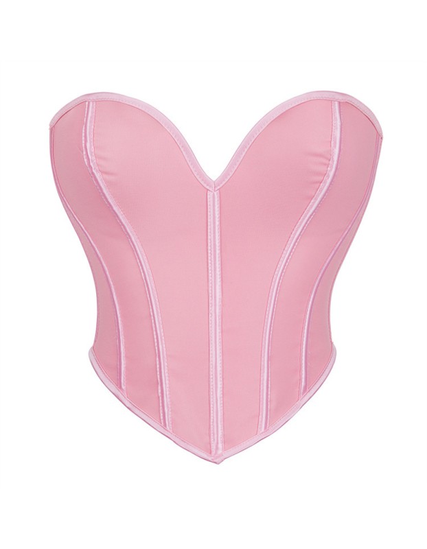 Black matte textured strapless sexy court heart-shaped strapless corset off-the-shoulder shaping top MS8463