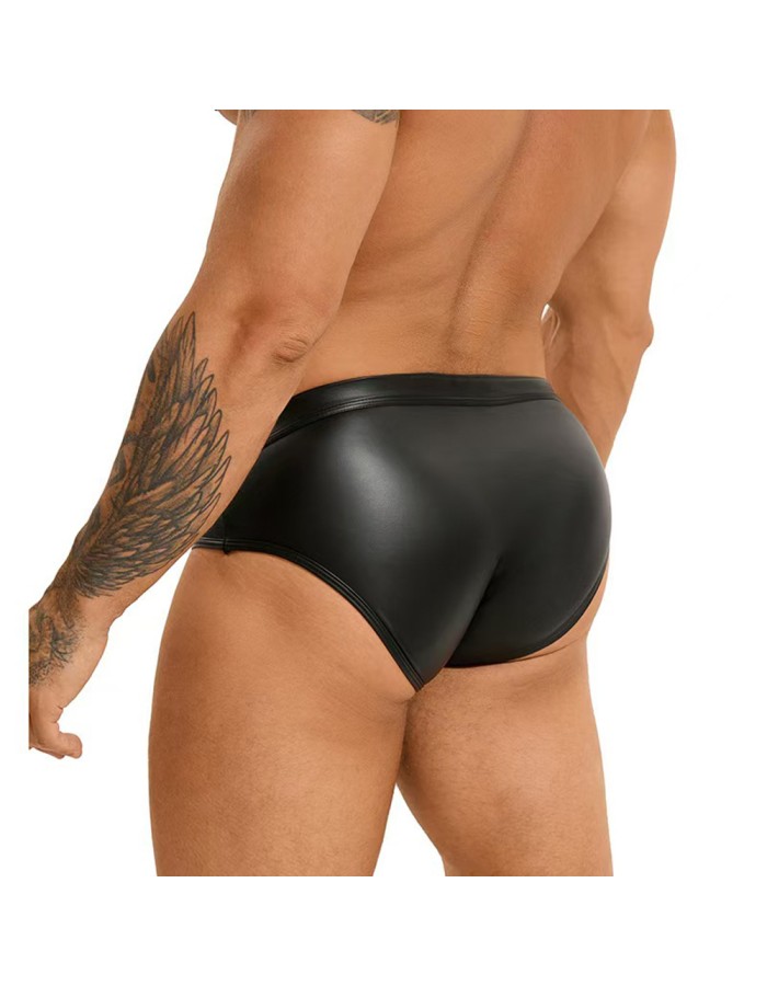 Hot-selling Men's Sexy Rivet Imitation Leather Briefs Low-Waist Triangle Underwear N849