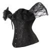 Bustier Top Plus Size Vintage Jacquard Floral Lace Sleeves Chest Binder Corselet Overbust Women Lingerie QF902