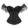 Bustier Top Plus Size Vintage Jacquard Floral Lace Sleeves Chest Binder Corselet Overbust Women Lingerie QF902