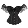 Bustier Top Plus Size Vintage Jacquard Floral Lace Sleeves Chest Binder Corselet Overbust Women Lingerie QF902