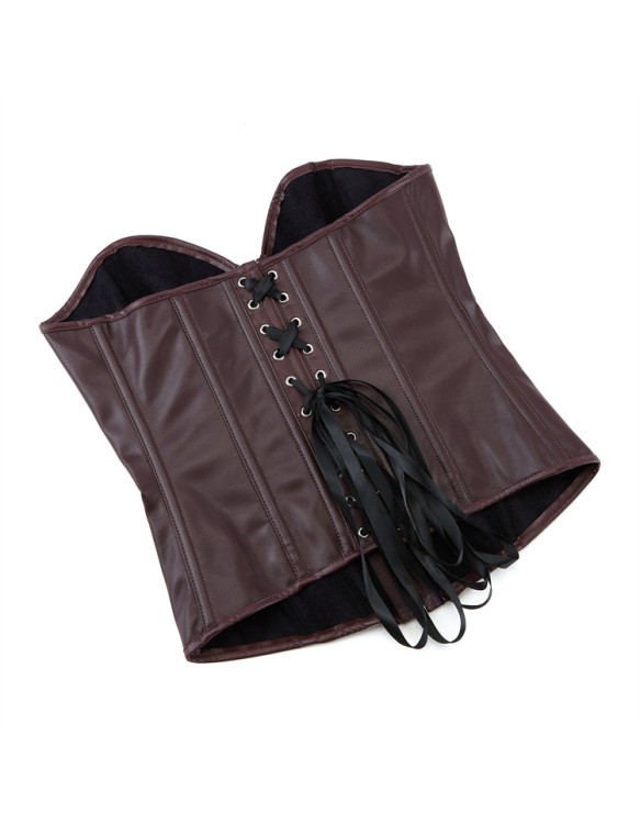 Women Faux Leather Corset Top Sexy Gothic Grass green Zipper Korset Bustier Vintage Burlesque Lingerie Party Club Corselet  TG906