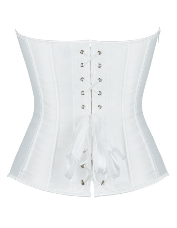 Women Overbust Corsets Tops Lace Up Sleeveless Gothic Steampunk Bustiers Body Shaper Lingerie Ladies Long Torso White Clothes QF914