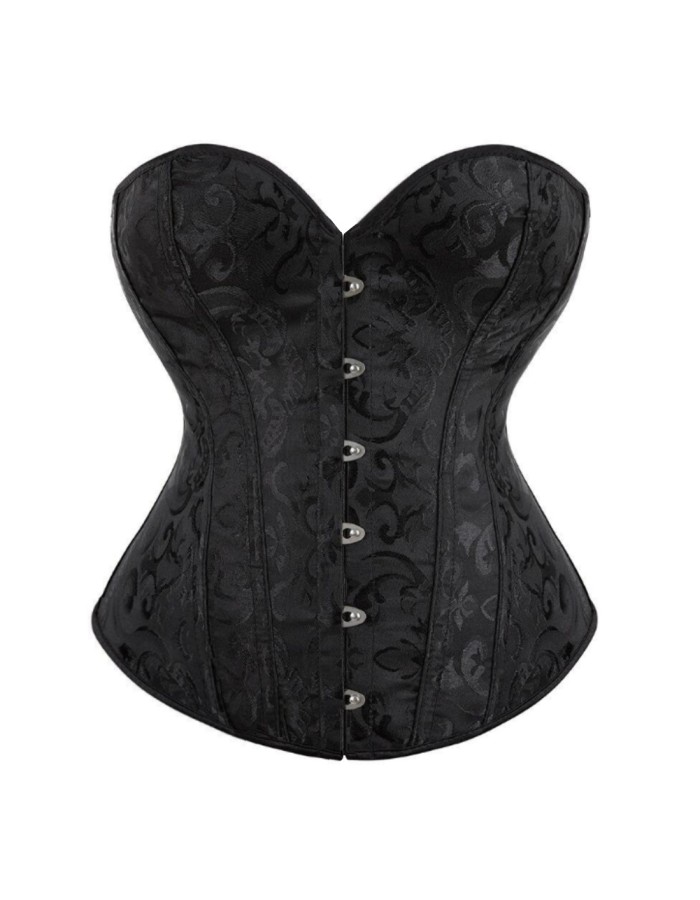 Gothic Overbust Corset Tops Lace-up Jacquard Vintage Women Bustier Shapewear Slimming Waist Shaping Corset QF810