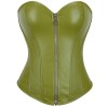 Women Faux Leather Corset Top Sexy Gothic Grass green Zipper Korset Bustier Vintage Burlesque Lingerie Party Club Corselet  TG906